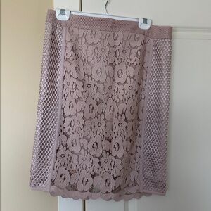 Marc Cain Blush Lace and Mesh Pencil Skirt